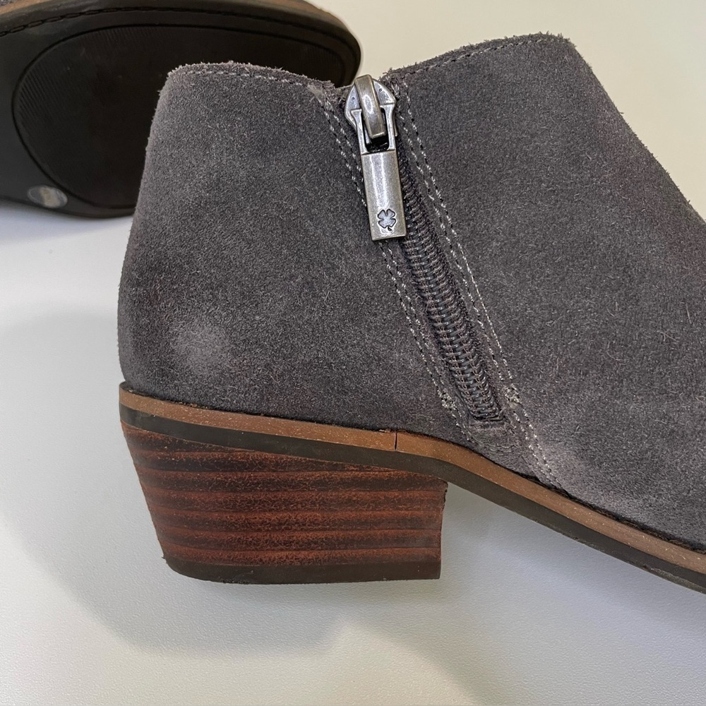 Lucky Brand Frankela Ankle Boot Suede Leather Bootie Greywolf Women’s 6 - Picture 13 of 16